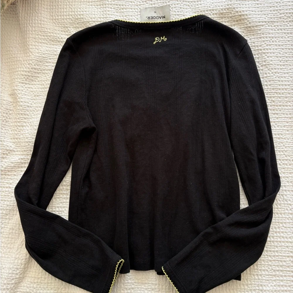 Damson Madder Black Pointelle Women's Cardigan - size 12 - Picture 4 of 5